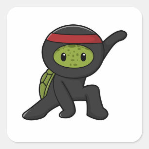 Pegatina Cuadrada Tortuga con caparazón como Ninja