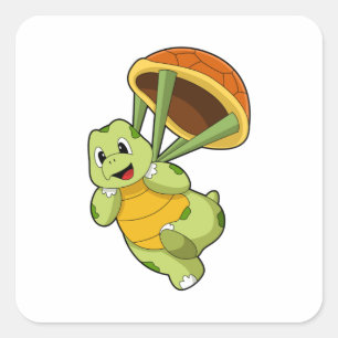 Pegatina Cuadrada Tortuga con caparazón como parachoques