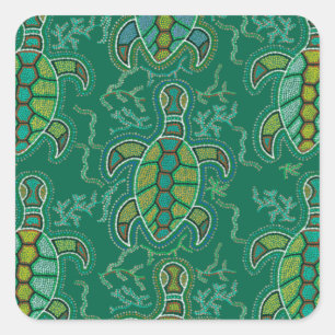 Pegatina Cuadrada Tortuga del Caribe