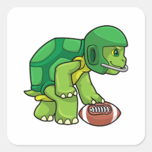 Pegatina Cuadrada Tortuga en deportes con fútbol y casco