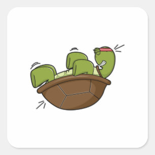 Pegatina Cuadrada Tortuga en ejercicio para los músculos abdominales