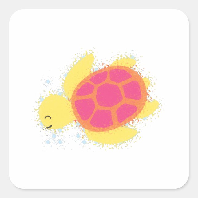 Pegatina Cuadrada Tortuga marina (Anverso)