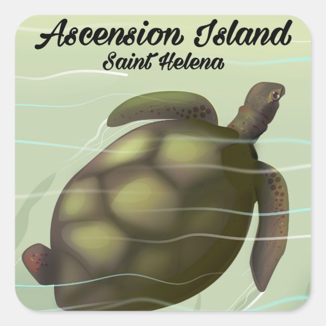 Pegatina Cuadrada Tortuga marina de Ascensión (Anverso)