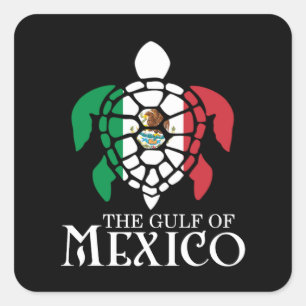 Pegatina Cuadrada Tortuga marina Golfo de México