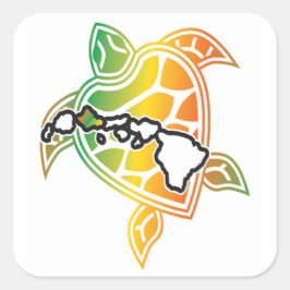 Pegatina Cuadrada Tortuga verde hawaiana