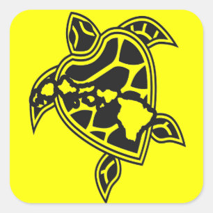 Pegatina Cuadrada Tortuga verde hawaiana
