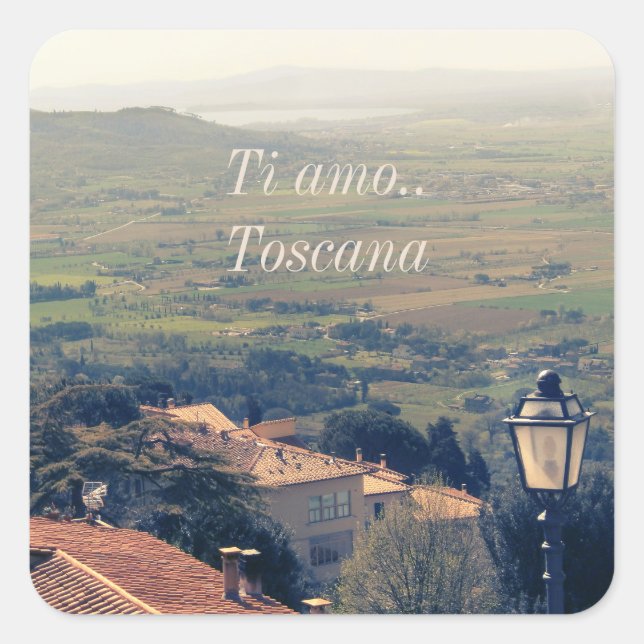 Pegatina Cuadrada Toscana. Italia. Cortona. (Anverso)