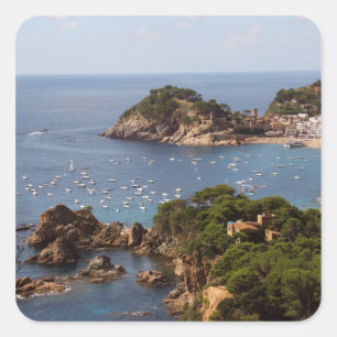 Pegatina Cuadrada TOSSA DE MAR. Ciudad situada en la Costa Brava.