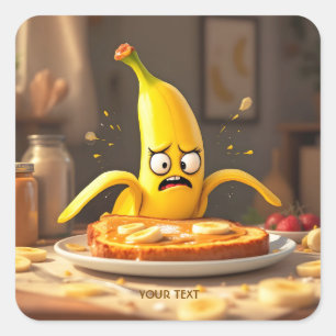 Pegatina Cuadrada Tosta bananera de mantequilla bananera grata