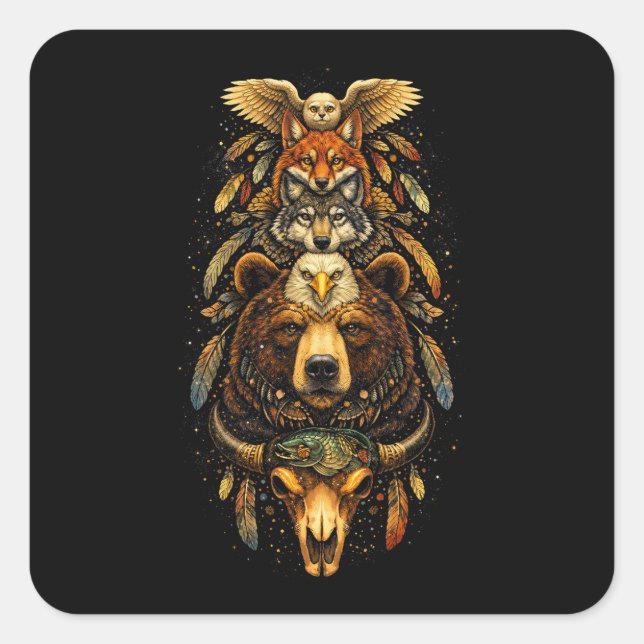 Pegatina Cuadrada Totem Ascendant (Anverso)