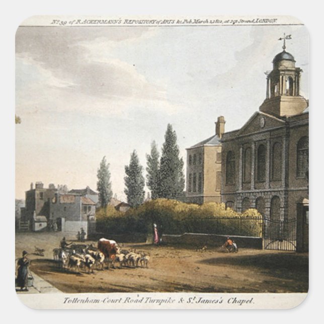Pegatina Cuadrada Tottenham Court Road Turnpike (Anverso)