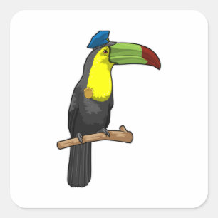 Pegatina Cuadrada Toucan como policía