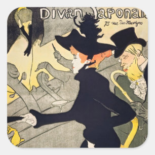 Pegatina Cuadrada Toulouse-Lautrec - Divan Japonais