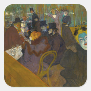 Pegatina Cuadrada Toulouse-Lautrec - En el Rouge