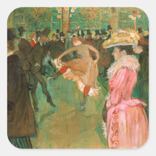 Pegatina Cuadrada Toulouse-Lautrec - En el Rouge, la danza