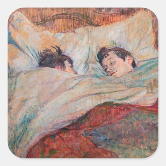 Pegatina Cuadrada Toulouse-Lautrec - La cama (Anverso)