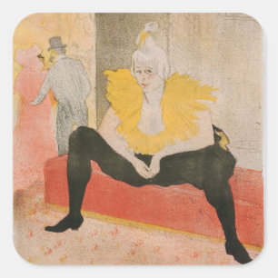 Pegatina Cuadrada Toulouse-Lautrec - Mademoiselle Cha-u-kao Sentada