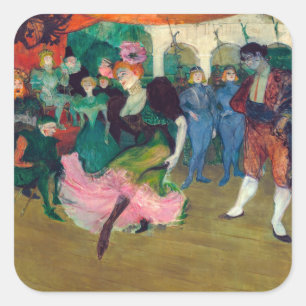 Pegatina Cuadrada Toulouse-Lautrec - Marcelle Lender, bailando Boler