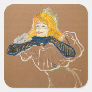 Pegatina Cuadrada Toulouse-Lautrec - Yvette Guilbert Cantando