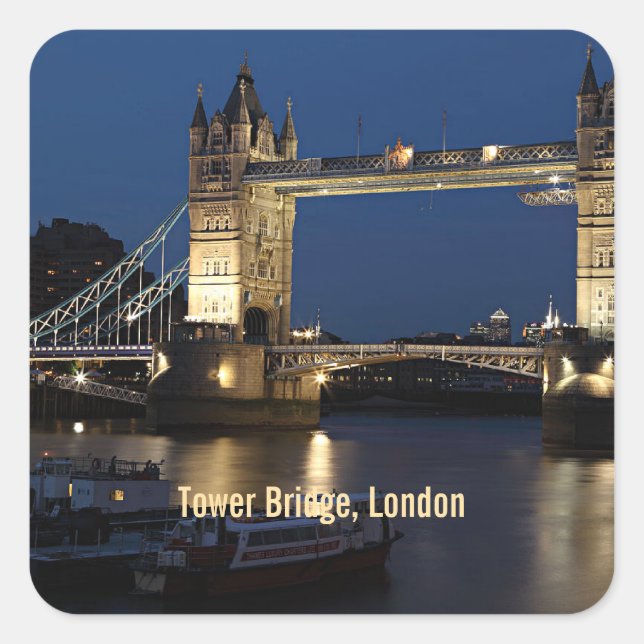 Pegatina Cuadrada Tower Bridge, Londres, Inglaterra (Anverso)