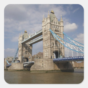 Pegatina Cuadrada Tower Bridge y río Támesis, Londres,