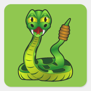 Pegatina Cuadrada tóxico de la serpiente del reptil rattlesnake-1591