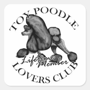 Pegatina Cuadrada Toy Poodle Lovers Club Black