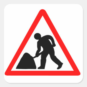 Pegatina Cuadrada Trabajador de construcción