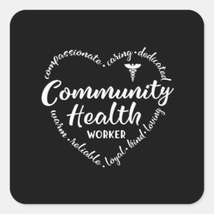 Pegatina Cuadrada Trabajador de la salud comunitaria, regalo de CHW