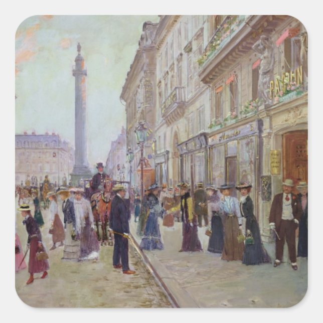 Pegatina Cuadrada Trabajadores abandonando el Maison Paquin (Anverso)