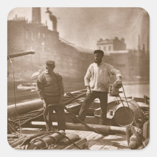 Pegatina Cuadrada Trabajadores en la "carretera silenciosa", a