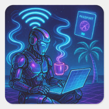 Trabajar duro WiFi más duro Ciberpunk Robot Decal
