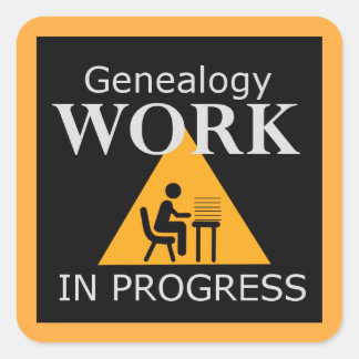 Pegatina Cuadrada Trabajo de genealogía en curso