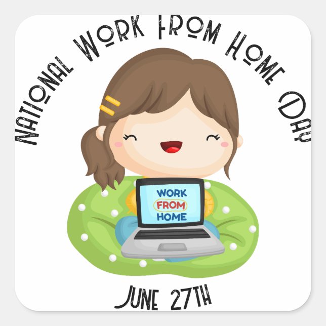 Pegatina Cuadrada Trabajo nacional desde el Personalizado del Día de (Anverso)