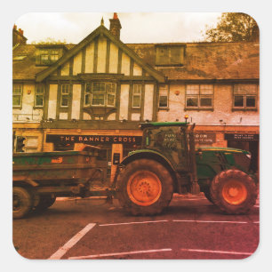 Pegatina Cuadrada Tractor