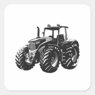 Pegatina Cuadrada Tractor