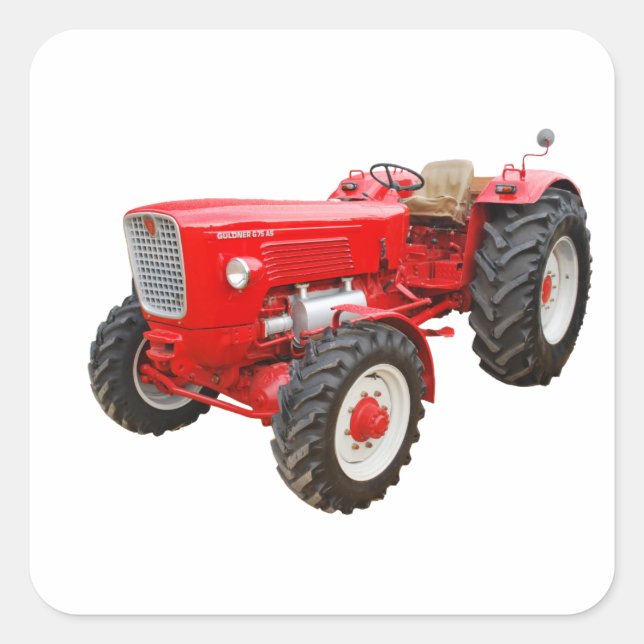 Pegatina Cuadrada Tractor viejo Güldner g 75 AS (Anverso)