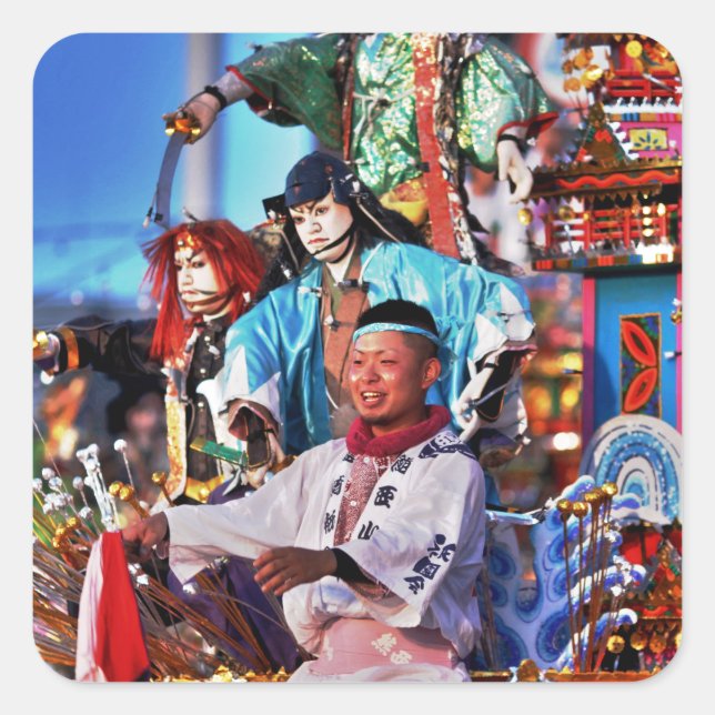 Pegatina Cuadrada Tradición del Festival de Japón (Anverso)