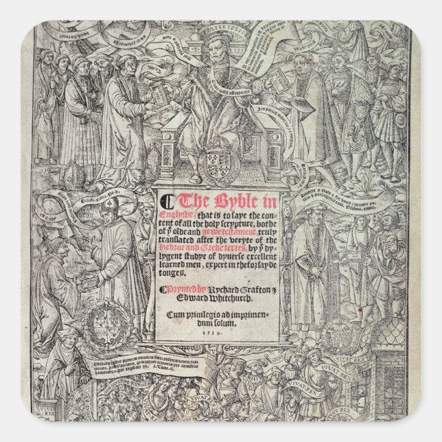 Pegatina Cuadrada Traducción en inglés de la página de títulos del G (Anverso)