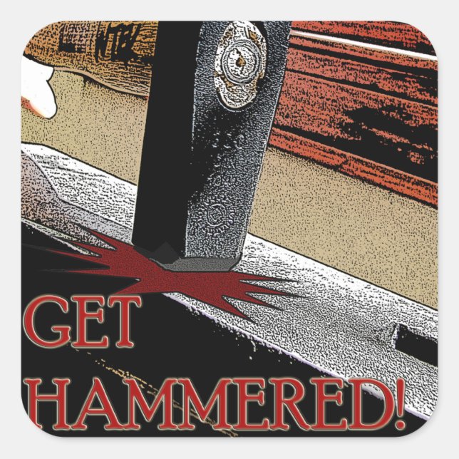 Pegatina Cuadrada ¡Traed a Hammered! (Anverso)