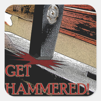 Pegatina Cuadrada ¡Traed a Hammered!