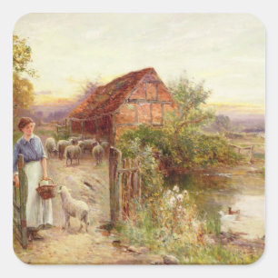 Pegatina Cuadrada Traer a casa las ovejas