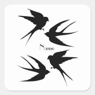 Pegatina Cuadrada Tragar pájaros Silhouettes Thunder_Cove