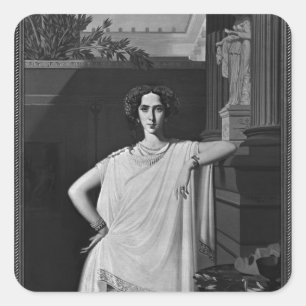 Pegatina Cuadrada Tragedia o, retrato de Raquel, c.1854