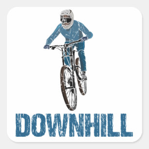 Pegatina Cuadrada Trail Mountain Biker Downhill
