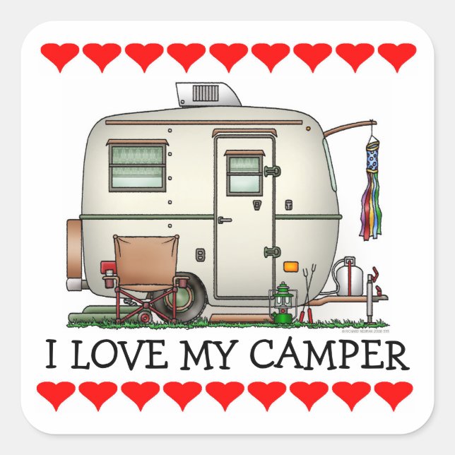 Pegatina Cuadrada Trailer de viaje de caravana de huevos de cristal  (Anverso)