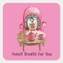 Pegatina Cuadrada Trajes Dulces Para Usted - Tarjeta Porcupine Valen
