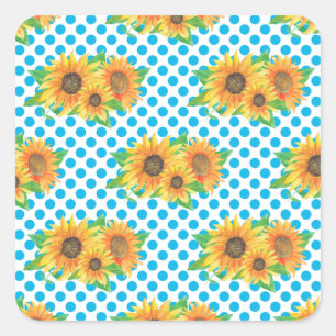 Pegatina Cuadrada Trajes Florales De Girasol