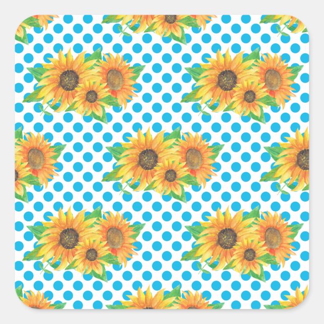 Pegatina Cuadrada Trajes Florales De Girasol (Anverso)