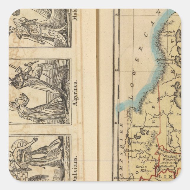 Pegatina Cuadrada Trajes Maine (Anverso)